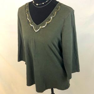 Coldwater Creek Green Sequined Shirt